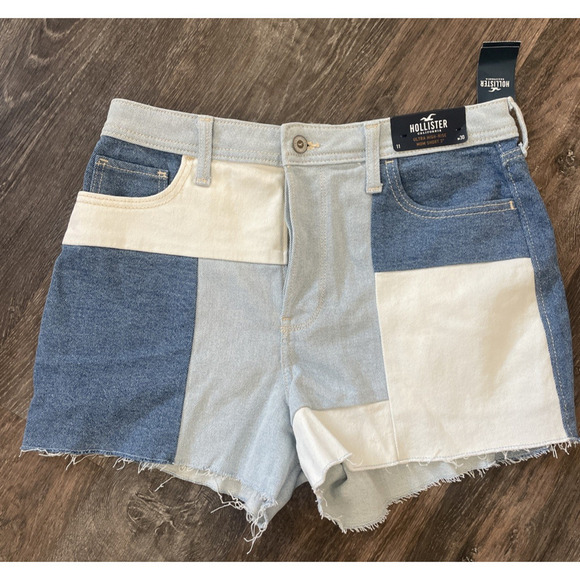 NWT Hollister Ultra High-Rise Mom 3" Shorts Size 30 Patchwork Boho Festival - Picture 1 of 11
